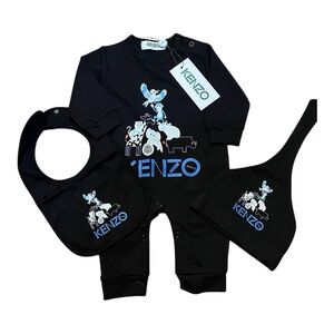 Kenzo Black Baby Outfit with Animal Print
